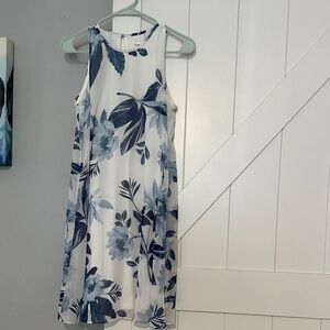 Calvin Klein Blue and White Floral Midi Dress